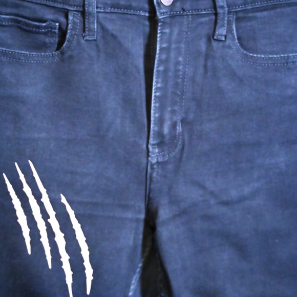 Black Hollister Skinny Jeans – Customized Flares with Pleated Leopard Fabric - Picture 2 of 5